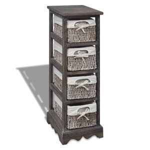vidaXL Étagère de rangement Bois Marron 4 paniers en tissage