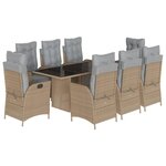 vidaXL Ensemble à manger de jardin et coussins 9 Pièces mélange beige