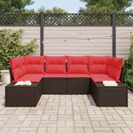 vidaXL Ensemble de canapé de jardin 6 Pièces Marron polyrotin