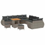 vidaXL Ensemble de canapé de jardin avec coussin 13 Pièces Gris