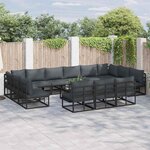 vidaXL Ensemble de canapé de jardin avec coussin 13 Pièces Noir Aluminium