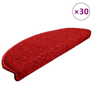 vidaXL Tapis d'escalier 30 pièces 65 x 21 x 4 cm Rouge Demi-rond Grand
