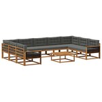 vidaXL Ensemble de canapés d'extérieur 10 Pièces Naturel et Anthracite