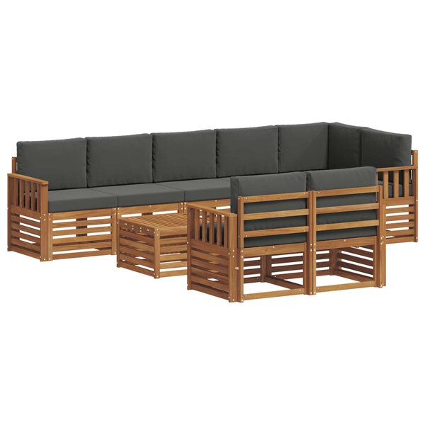 vidaXL Ensemble de canapés d'extérieur 9 pc Naturel et Anthracite