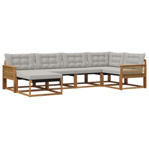 vidaXL Ensemble de canapés d'extérieur 6 pc Naturel et gris clair