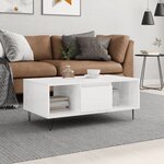 vidaXL Table basse Blanc brillant 90x50x36 5 cm Bois d'ingénierie