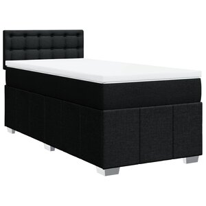 vidaXL Sommier à lattes de lit avec matelas Noir 90x200 cm Tissu