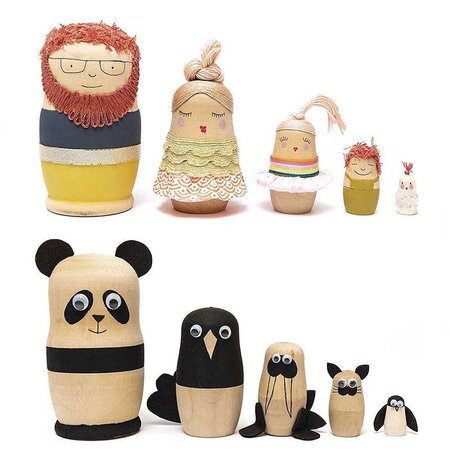 5 poup es russes Matriochkas en bois brut La Poste
