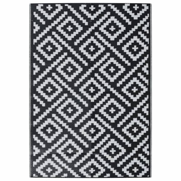 vidaXL Tapis d'extérieur blanc et noir 140x200 cm PP