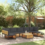 vidaXL Salon de jardin avec coussins 8 Pièces bois massif d'acacia