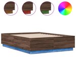 vidaXL Cadre de lit avec LED sans matelas chêne marron 120x190 cm