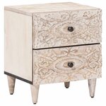 vidaXL Cabinet de chevet Blanc 40 x 33 5 x 46 cm Bois de mangue massif