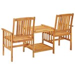 Vidaxl chaises de jardin avec table à thé et coussins acacia solide