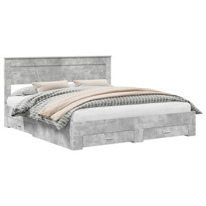 vidaXL Cadre de lit Gris béton 180 x 200 cm Bois d'ingénierie