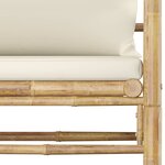 Salon de jardin meuble d'extérieur ensemble de mobilier 8 pièces avec coussins blanc crème bambou 02_0017482