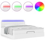vidaXL Lit ottoman avec matelas & LED blanc pur 180x200cm similicuir