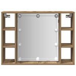 vidaXL Armoire à miroir avec LED chêne artisanal 76x15x55 cm