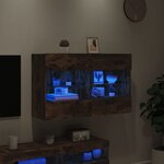 vidaXL Meuble TV mural avec lumières LED chêne fumé 98 5x30x60 5 cm