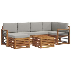 vidaXL Ensemble de canapé d'angle 7 Pièces Gris Naturel et Clair