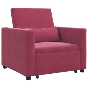 vidaXL Canapé-lit escamotable simple avec des roues Bordeaux Velours