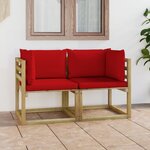 vidaXL Canapés d'angle de jardin 2Pièces et coussins Pin imprégné de vert