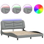 vidaXL Cadre de lit avec LED sans matelas Hvar gris clair 160x200 cm tissu