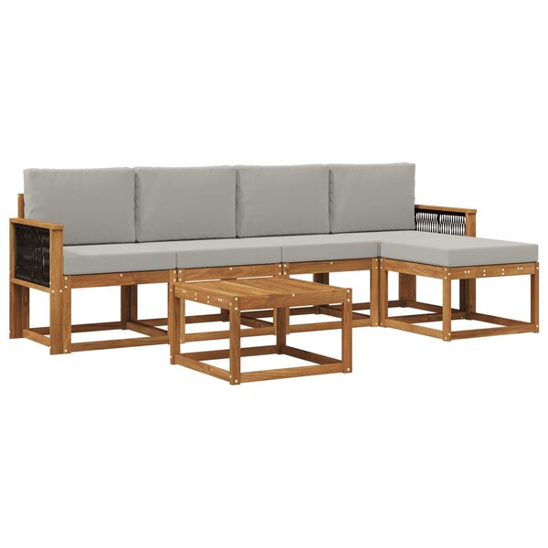vidaXL Ensemble de canapés d'extérieur 6 Pièces Naturel et gris clair