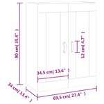 vidaXL Armoire murale noir 69 5x34x90 cm