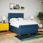 vidaXL Sommier à lattes de lit avec matelas Bleu 140x190 cm Tissu