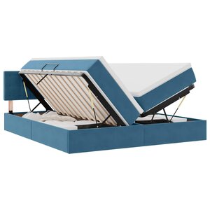 vidaXL Lit de rangement LED avec matelas Bleu foncé 180 x 200 cm