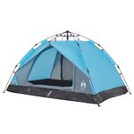 vidaXL Tente de camping à dôme 3 personnes bleu libération rapide