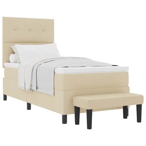 vidaXL Lit à ressorts avec matelas Crème 100 x 200 cm tissu
