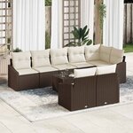 vidaXL Ensemble de salle à manger pour jardin 9 Pièces Marron  Crème