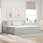 vidaXL Lit de Rangement avec matelas Gris clair 200 x 200 cm Velours