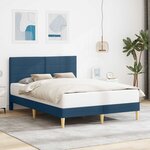 vidaXL Cadre de lit avec tête de lit Bleu 120 x 190 cm Tissu