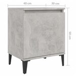 vidaXL Table de chevet avec pieds en métal Gris béton 40x30x50 cm