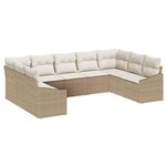 vidaXL Ensemble de canapé de jardin 9 Pièces Beige Poly rotin