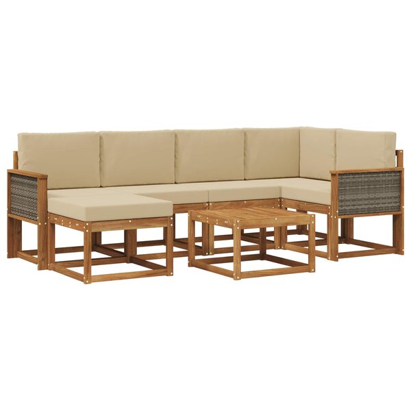 vidaXL Ensemble de canapés d'extérieur 7 pc Naturel et Beige