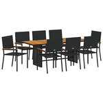 vidaXL Ensemble de salle à manger pour jardin 9 Pièces Noir polyrotin