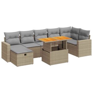 vidaXL Salon de jardin avec coussins 5 Pièces beige résine tressée acacia