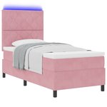 vidaXL Lit à ressort avec matelas et LED Rose 90x200 cm Velours