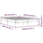 vidaXL Cadre de lit sonoma gris 120x190 cm bois d'ingénierie et métal