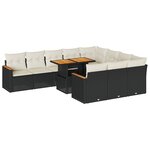 vidaXL Ensemble de canapés de jardin 11 Pièces et coussins rotin acacia