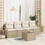 vidaXL Ensemble de canapé de jardin 5 Pièces Beige  Crème 55 x 55 x 37 cm