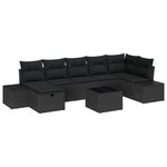 vidaXL Ensemble de salon de jardin 8 pièces avec coussins en poly rotin noir