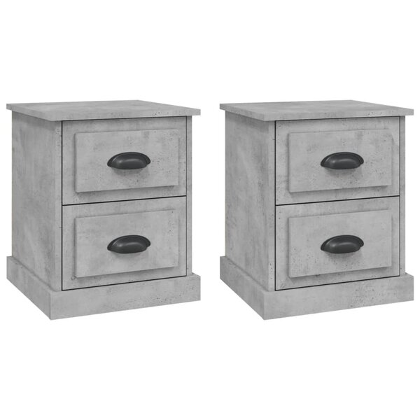 vidaXL Tables de chevet 2 Pièces gris béton 39x39x47 5 cm bois ingénierie