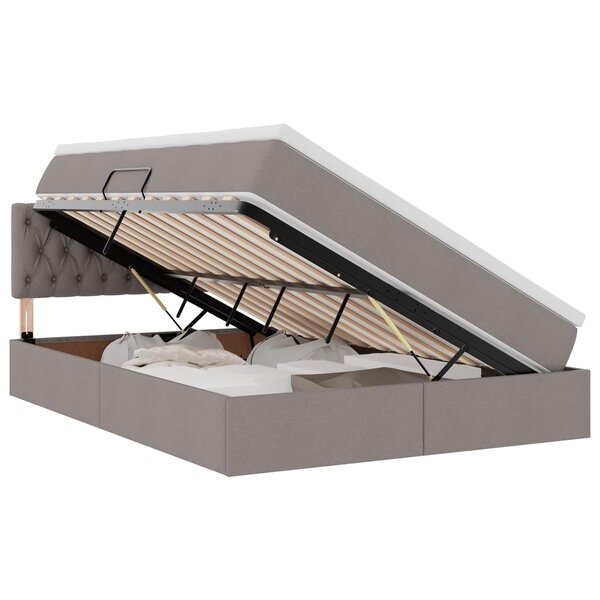 vidaXL Lit de rangement LED avec matelas Taupe 140 x 200 cm Tissu