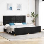 vidaXL Cadre de lit avec tête de lit Noir 200 x 200 cm tissu