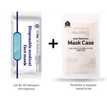 1 LOT X 10 MASQUES QUALITÉ MÉDICALE + 1 ÉTUI BACTÉRICIDE ANTIBACTÉRIEN