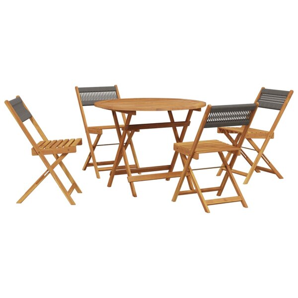 vidaXL Ensemble à manger de jardin 5Pièces gris polypropylène bois massif